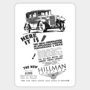 The Hillman Motor Car Company - Hillman Fourteen - 1929 Vintage Advert Sticker